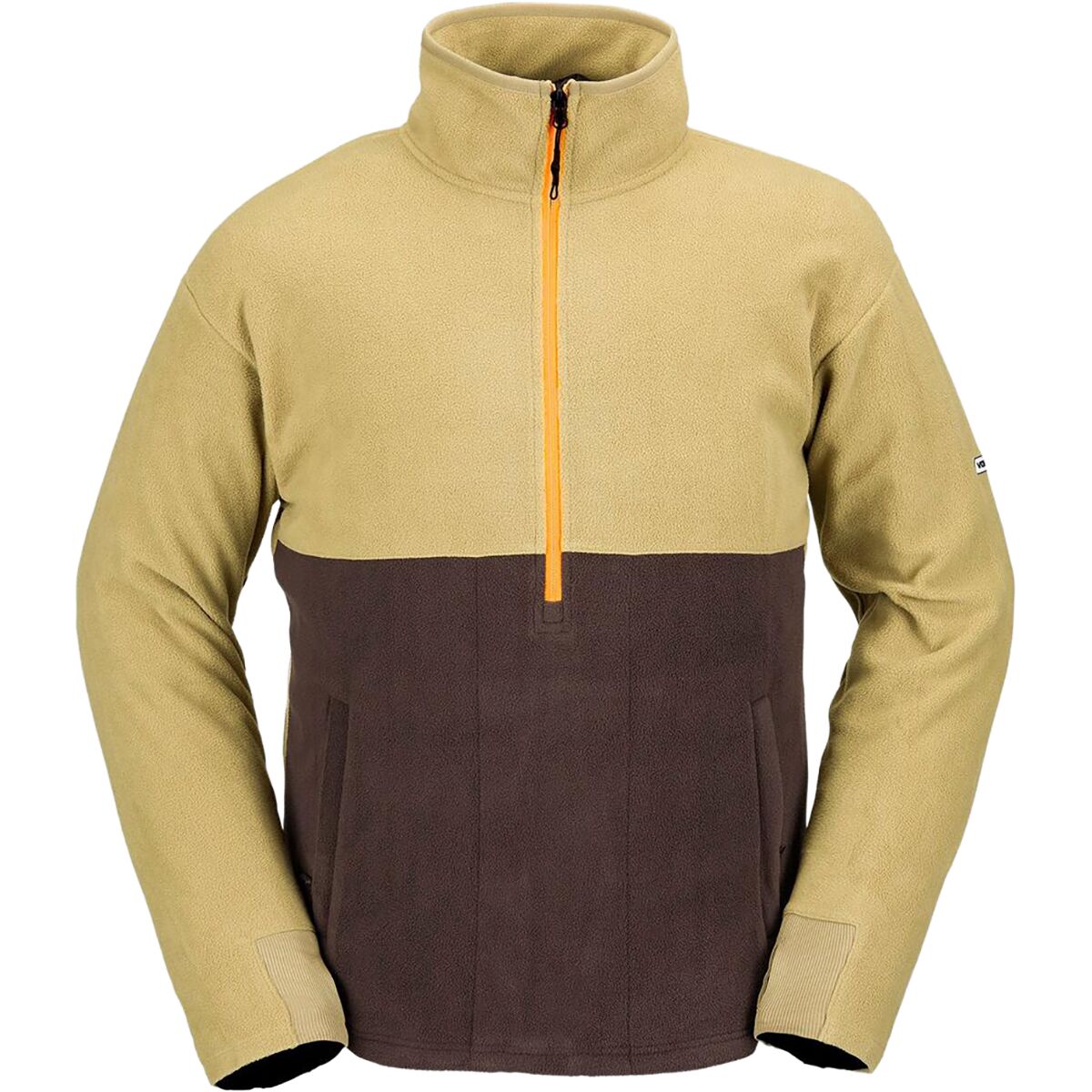 Volcom Men's Polar Fleece Hooded 1/2-Zip Jacket in Dark Khaki - Size: Small
