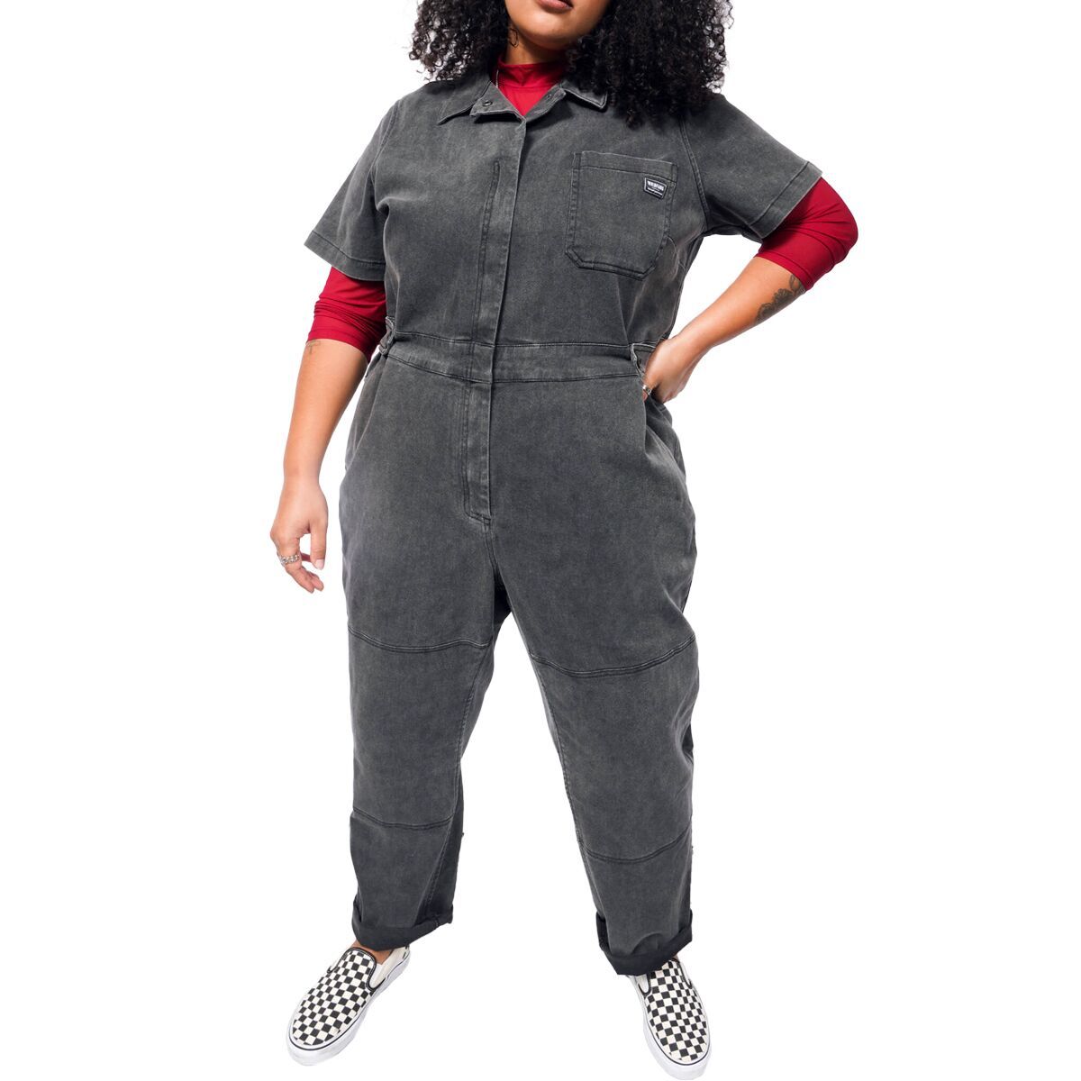 Wildfang The Essential Short-Sleeve Denim High Waisted Coverall