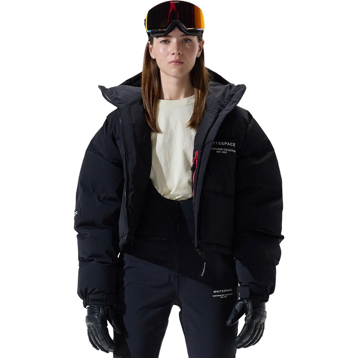WHITESPACE Women's Cropped Puffer Jacket in Black Onyx - Size: Small