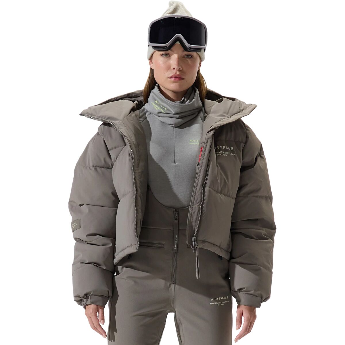 WHITESPACE Women's Cropped Puffer Jacket in Falcon - Size: XL