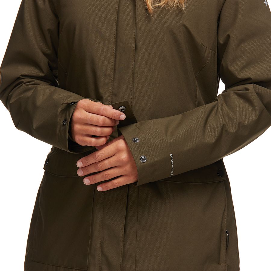 columbia women's here and there insulated long rain jacket