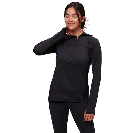 Backcountry Women's Hybrid Grid Fleece Pullover in Black - Size: Xs