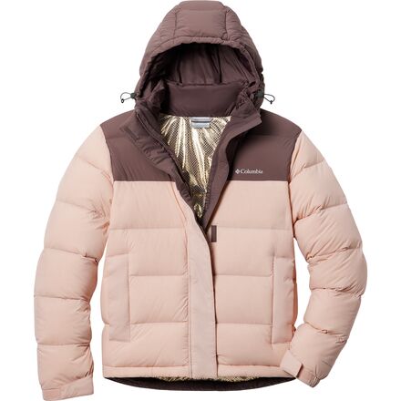 Columbia hooded puffer jacket brown pink Columbia hooded puffer