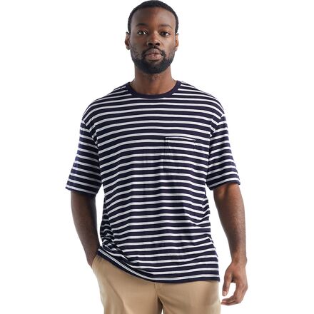 トップス icebreaker Pocket crewe stripe XL Icebreaker Granary Stripe Short-Sleeve Pocket T-Shirt - Men's - Men