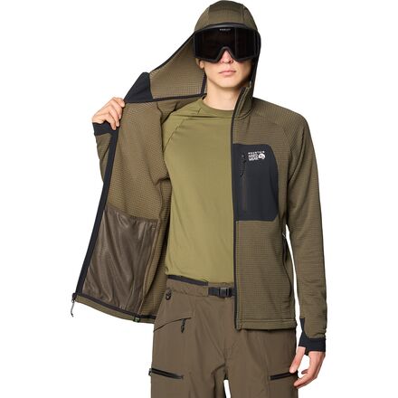 ANSWER4 Power Grid™ Full-ZipHoodie khaki Mountain Hardwear Polartec Power Grid Full-Zip Hoodie - Men's - Men