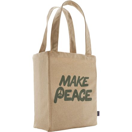 canvas tote bag patagonia Great Waves: Classic Tan 100% recycled polyester ripstop and a TPU Patagonia Recycled Market Tote Peace