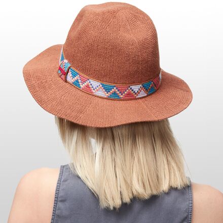 PRANA Cybil Knit Fedora Hat Prana Cybil Knit Hemp Organic Cotton Poly Blend Aztec Print  main image 3