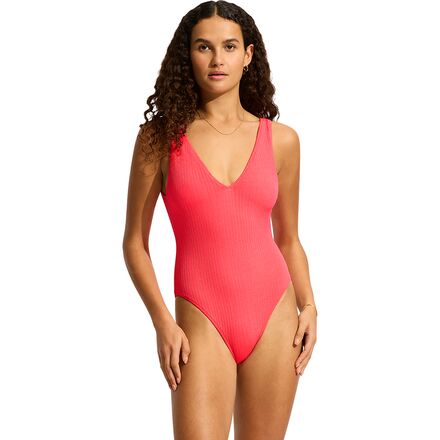 Seafolly Sea Dive Deep V-Neck Maillot One-Piece Swimsuit Women's