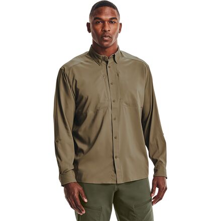 under armour button down dress shirts Men's UA Outdoor Essential Woven Short Sleeve, Boundless Blue / M chest flap pocket with logo and left Under Armour Short Sleeve Button